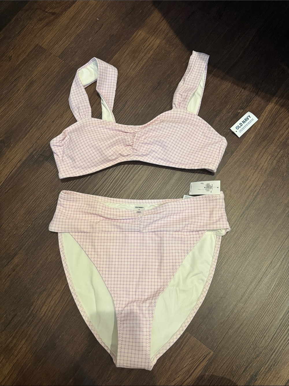 Old Navy Light Pink Gingham Two-Piece Bikini